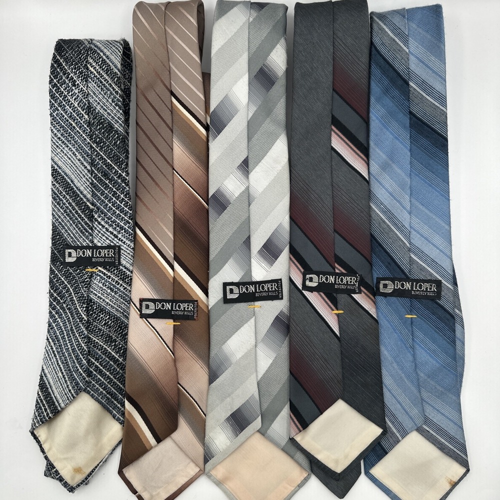 Lot of 5 Don Loper Beverly Hills Harvey Co Polyester Neckties Mens Dress Ties